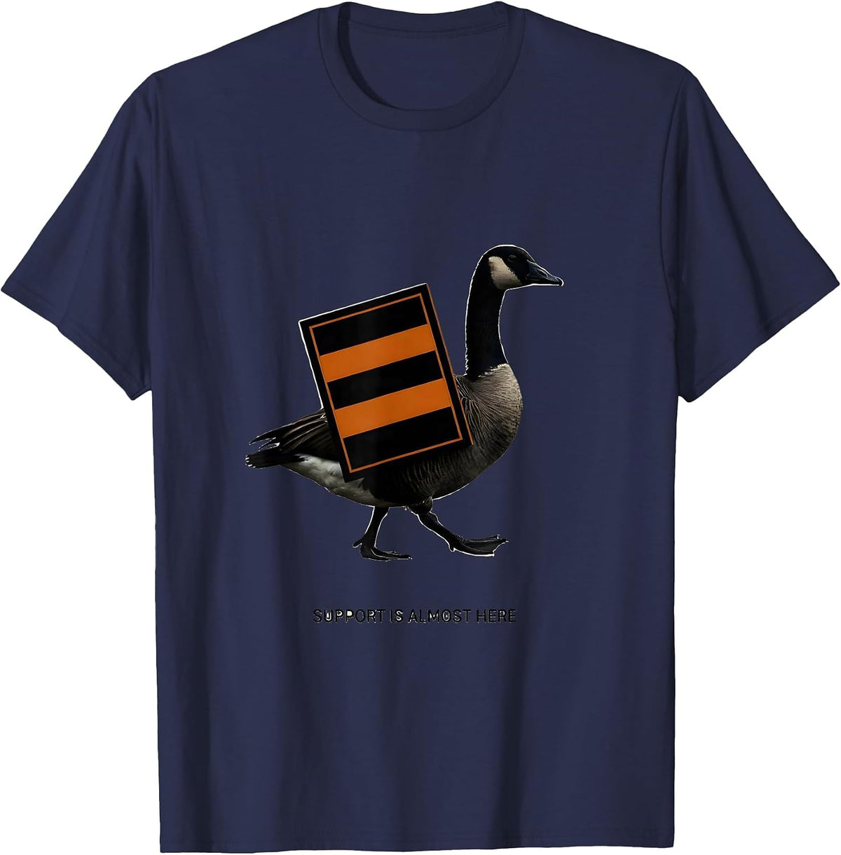 Support Is Almost Here Silly Goose Special Education Teacher T-Shirt - Navy Blue