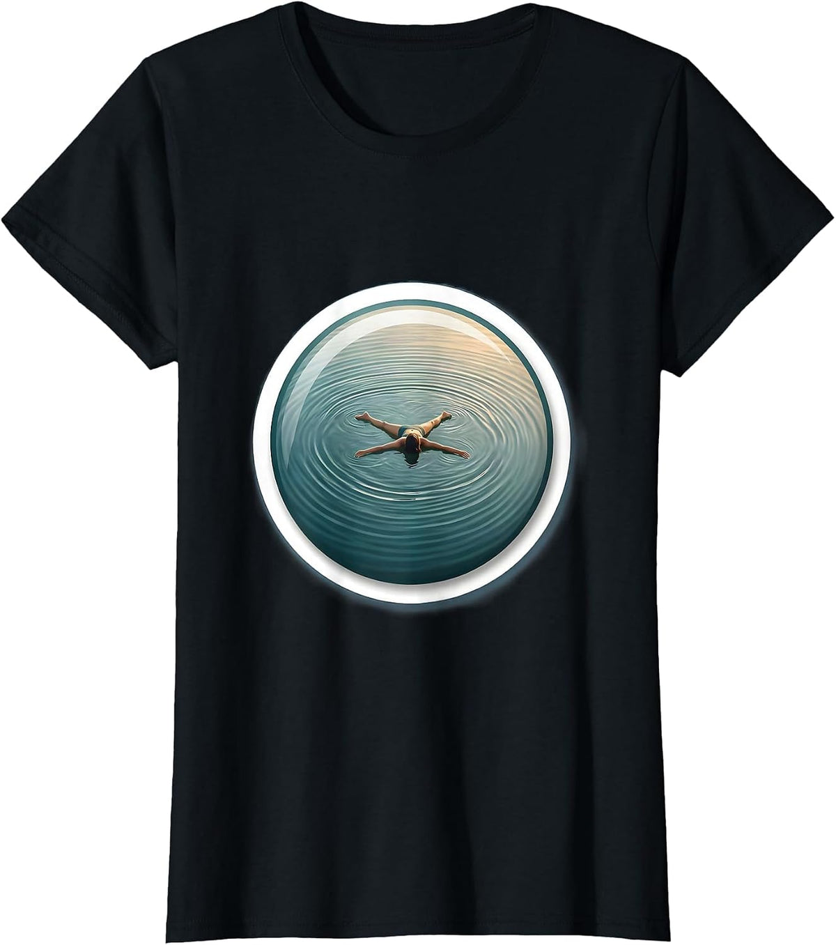 Mental Health Matters Peaceful Float Illustration T-Shirt - Black