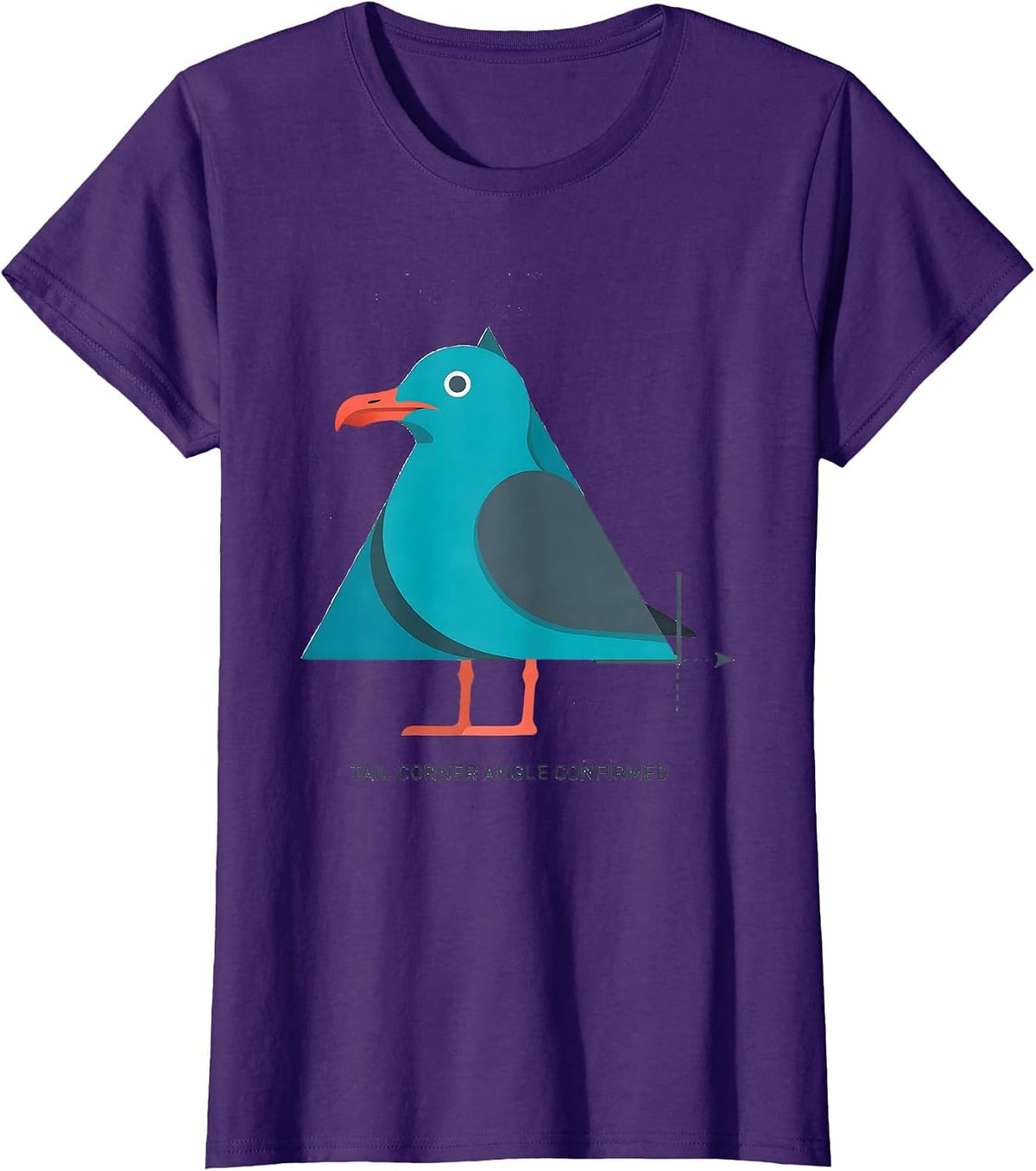 Women's Tail Corner Angle Confirmed Funny Bird Pun Math Teacher T-Shirt - Purple