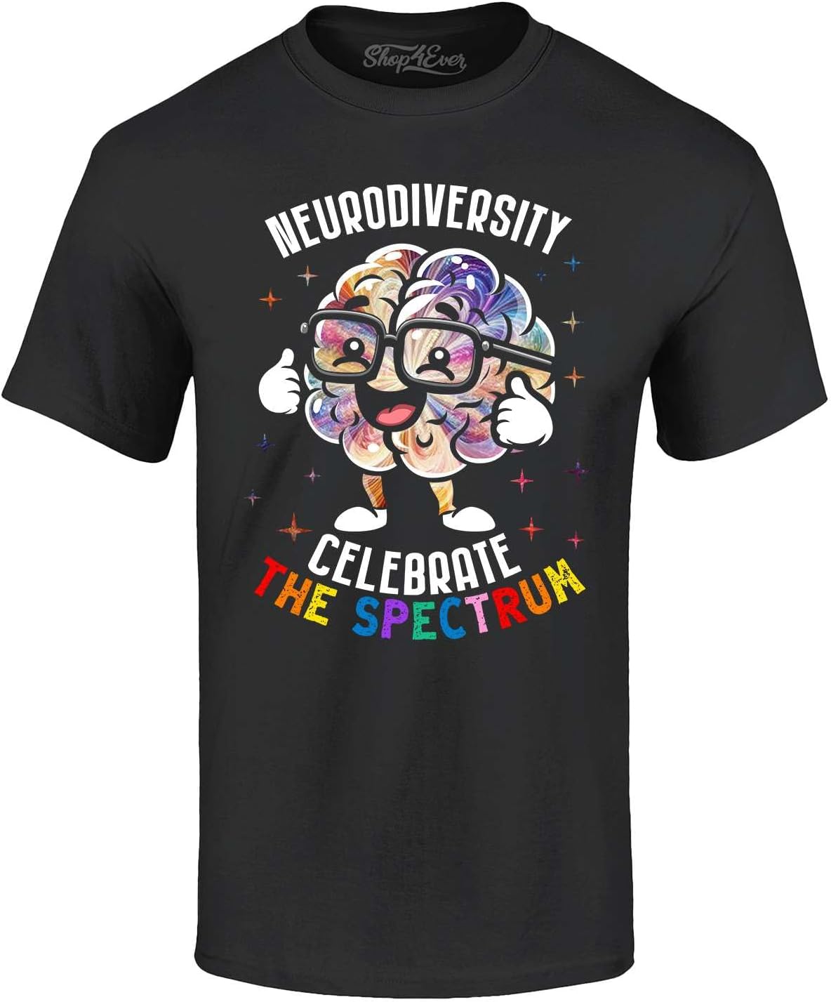 Neurodiversity Celebrate the Spectrum Autism Awareness Brain T-Shirt - Black