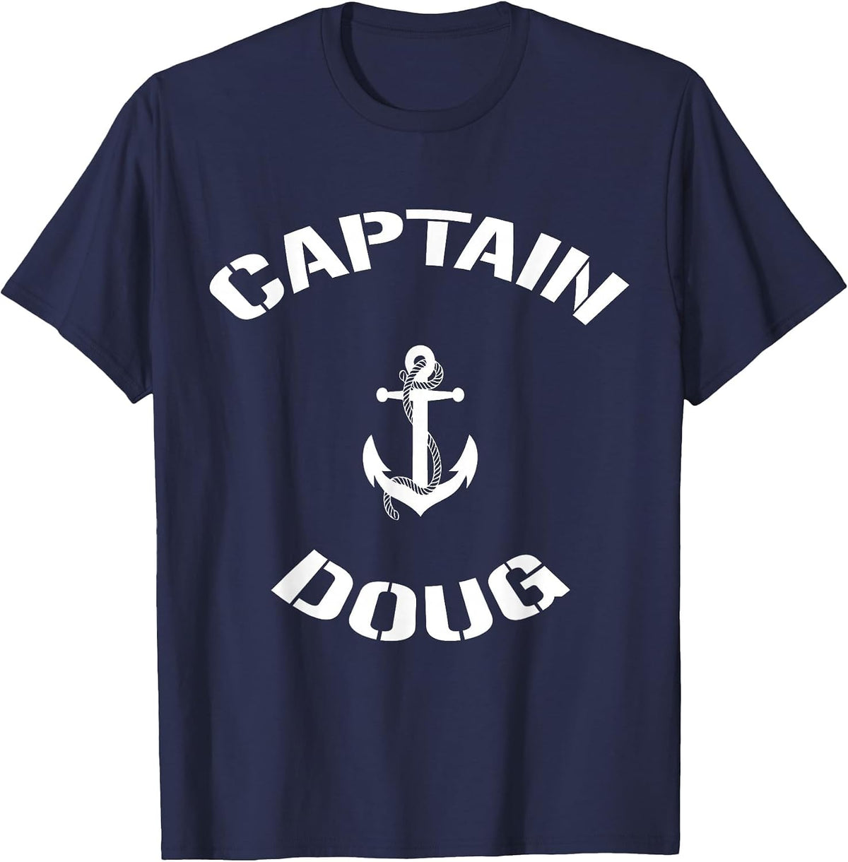 Sailing Boat Captain Doug Personalized Boating Name T-Shirt - Navy Blue