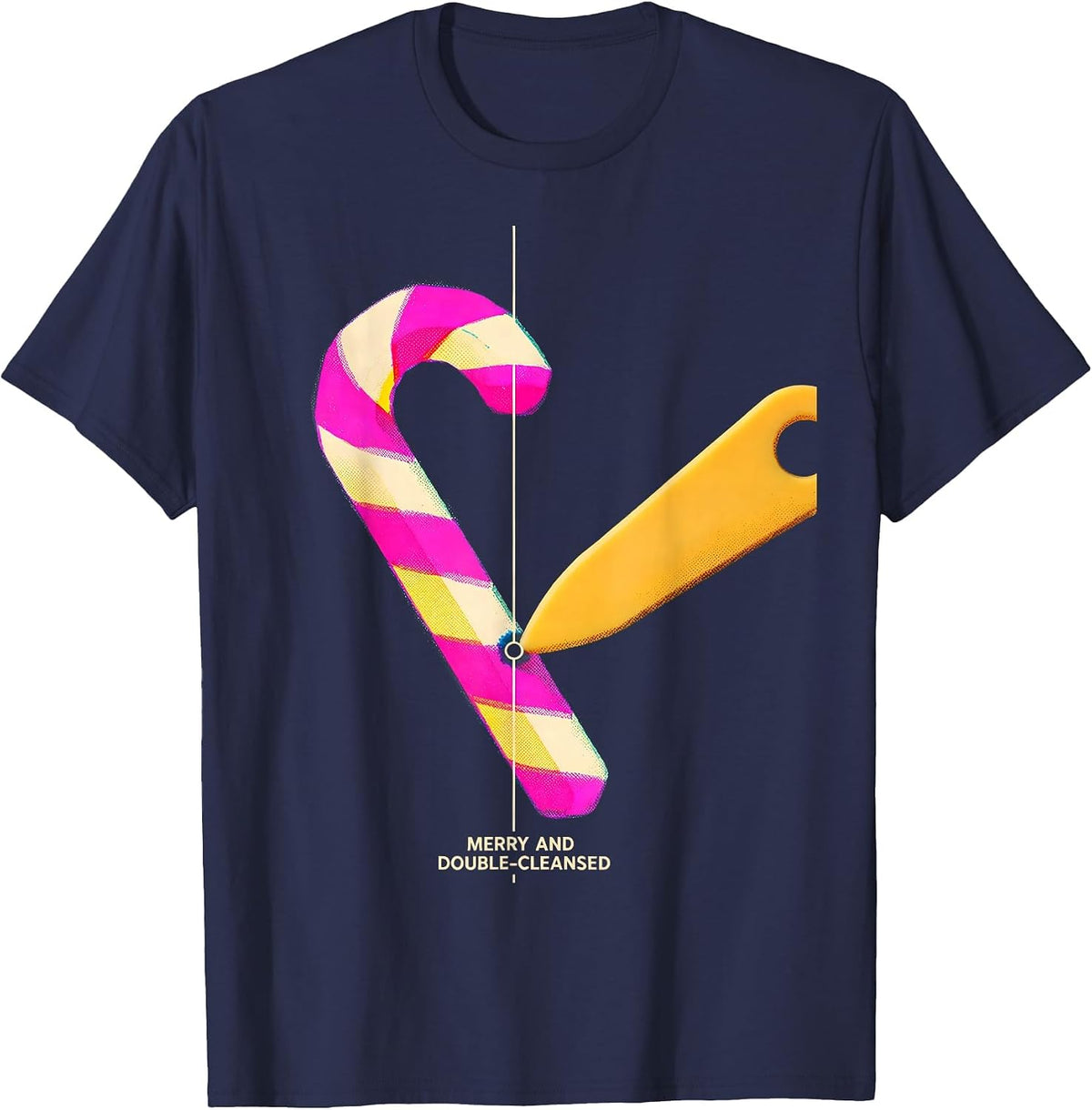 Men's Merry And Double-Cleansed Risograph Esthetician Dermatology T-Shirt - Navy Blue