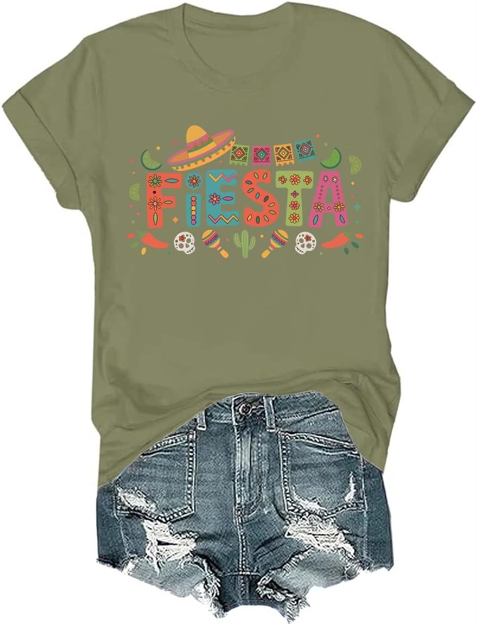 Mexican Cinco De Mayo Fiesta T-Shirt Cinco De Mayo Shirts for Women Men Funny Fiesta Party Shirt - Crewneck Green