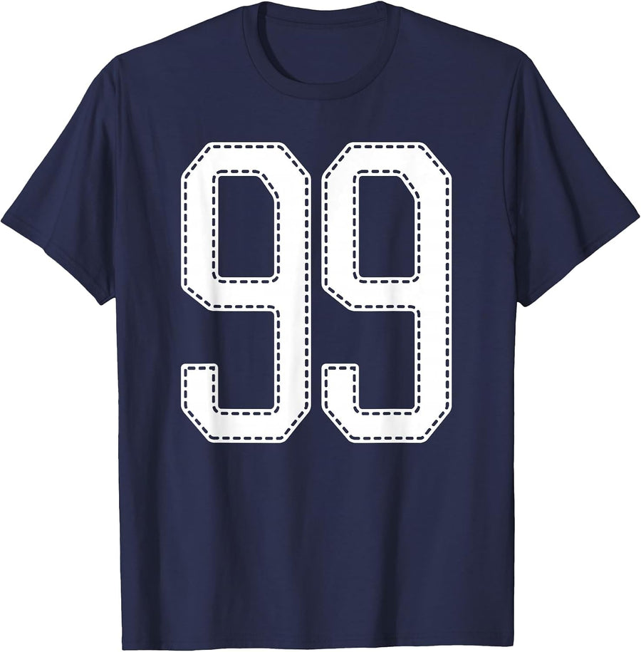 Official Team League #99 Jersey Number 99 Sports Jersey T-Shirt - Navy Blue