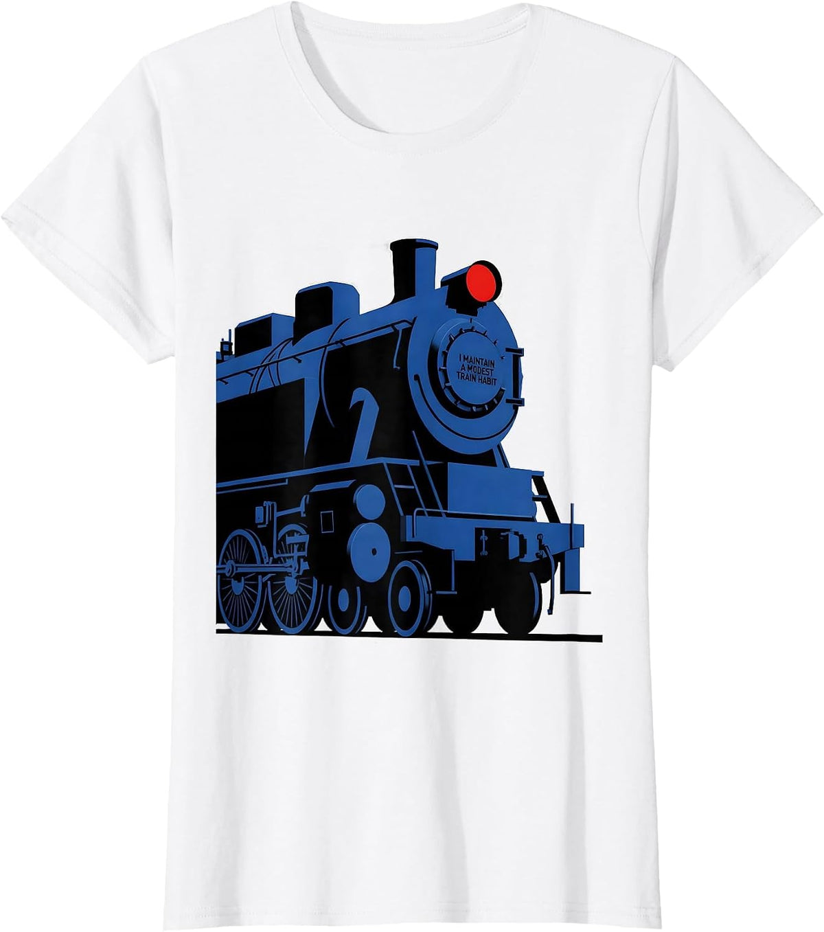 I Maintain A Modest Train Habit Geometric Locomotive Humor T-Shirt - White