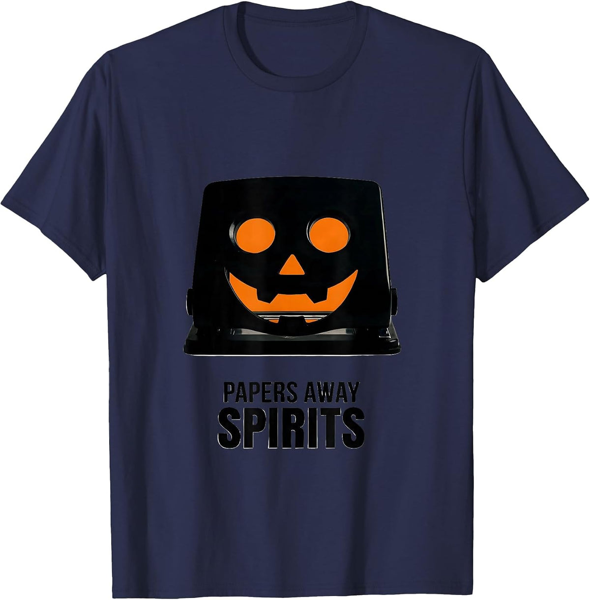 Men's Papers Away, Spirits Editorial Conceptual Teacher Halloween T-Shirt - Navy Blue