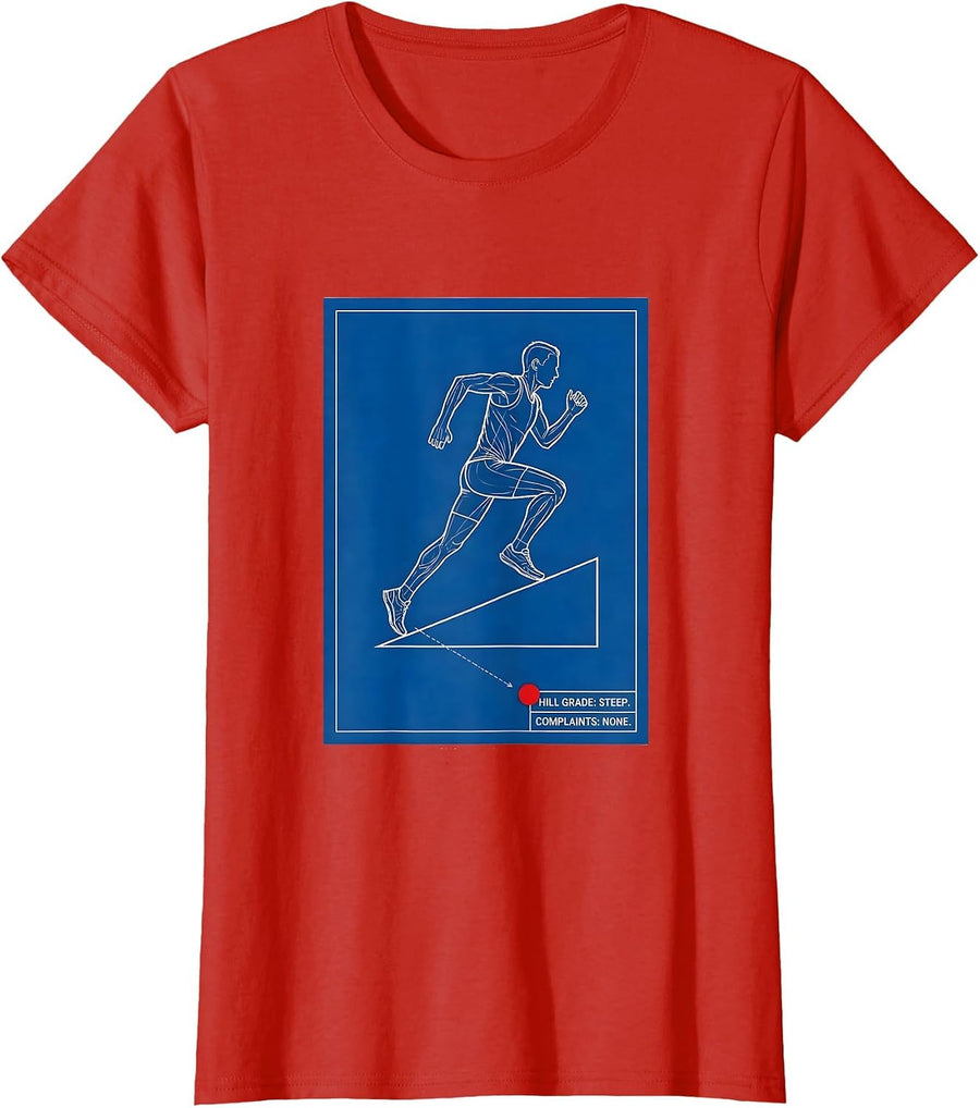 Women's Hill Grade: Steep. Complaints: None. Technical Blueprint T-Shirt - Red