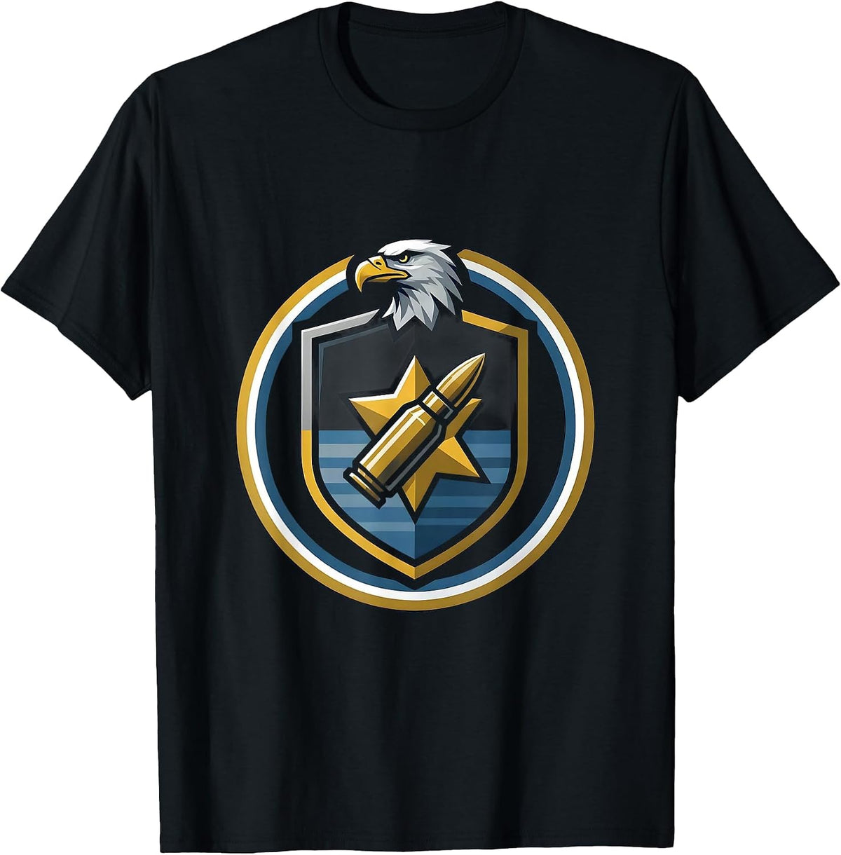 Men's Bullet and Badge Shield Law Enforcement Graphic T-Shirt - Black