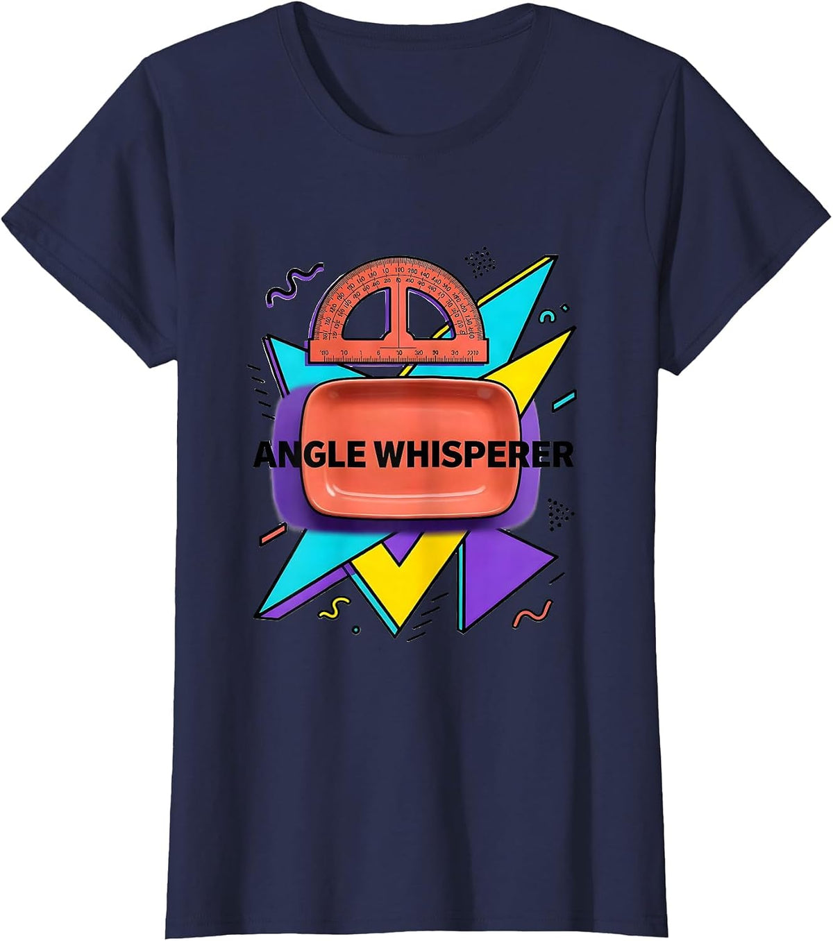 Women's Angle Whisperer Math Teacher Graphic Design T-Shirt - Navy Blue