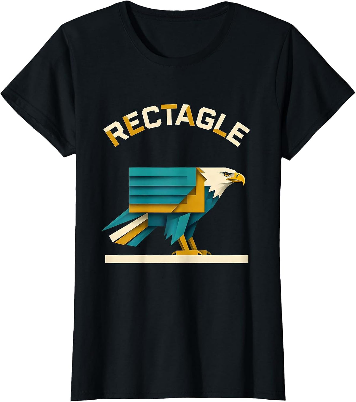Rectagle Midcentury Modern Geometric Bird Pun Math Teacher T-Shirt - Black