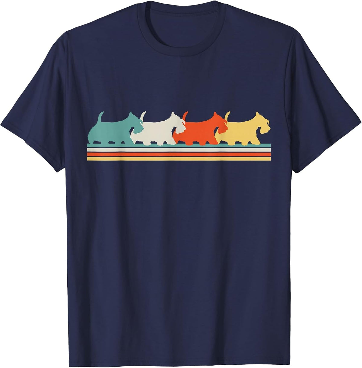 Scottish Terrier Dog Retro T-Shirt - Navy Blue