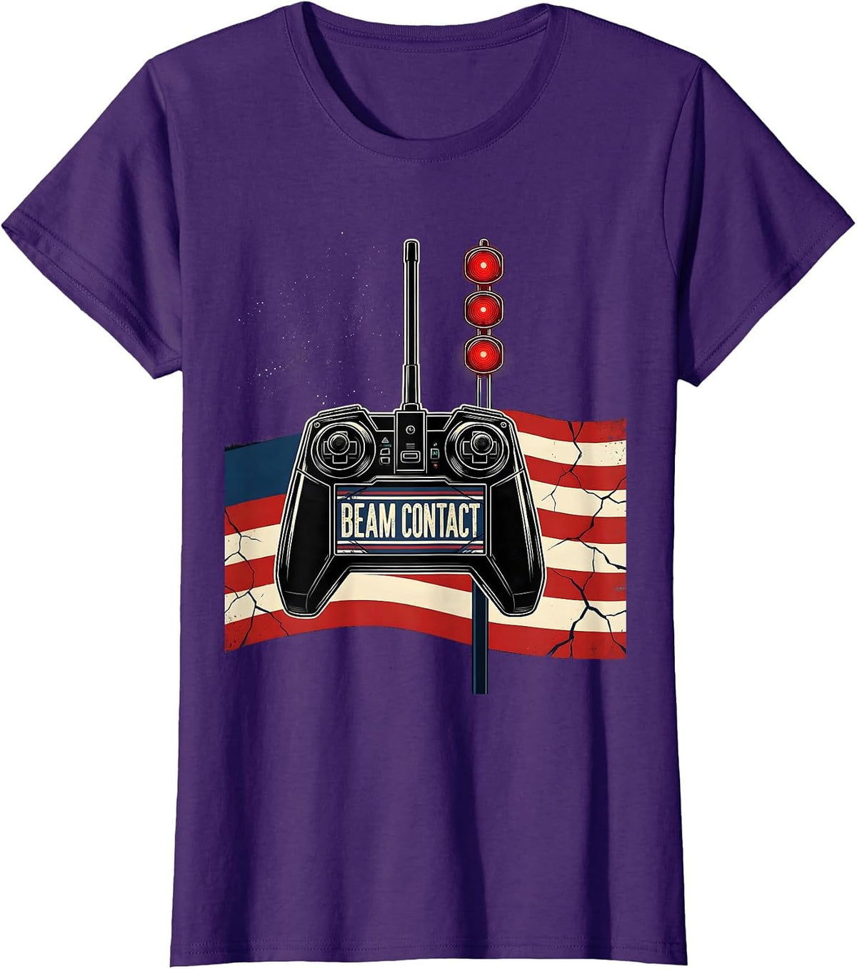 Women's Beam Contact Patriotic RC Racing American Flag Hobbyist Gift T-Shirt - Purple