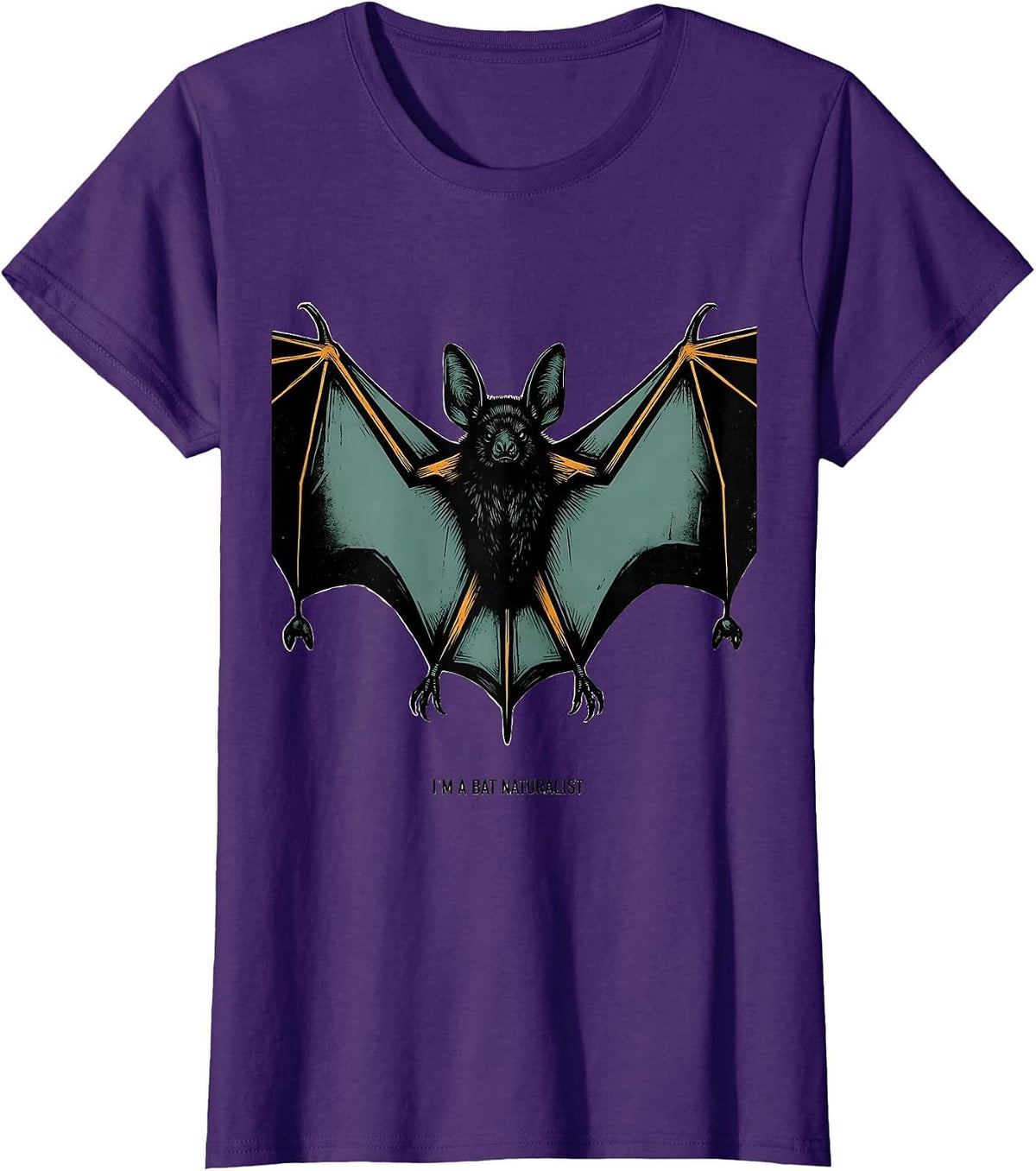 Women's I'm A Bat Naturalist Editorial Conceptual Bat Lover Wildlife T-Shirt - Purple