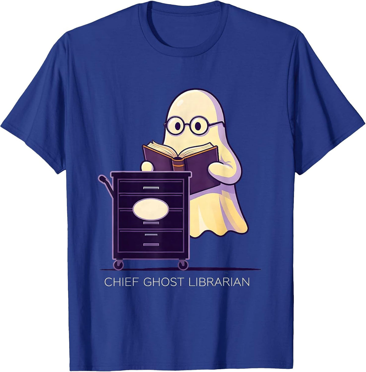 Men's Chief Ghost Librarian Funny Teacher Halloween Costume T-Shirt - Royal Blue