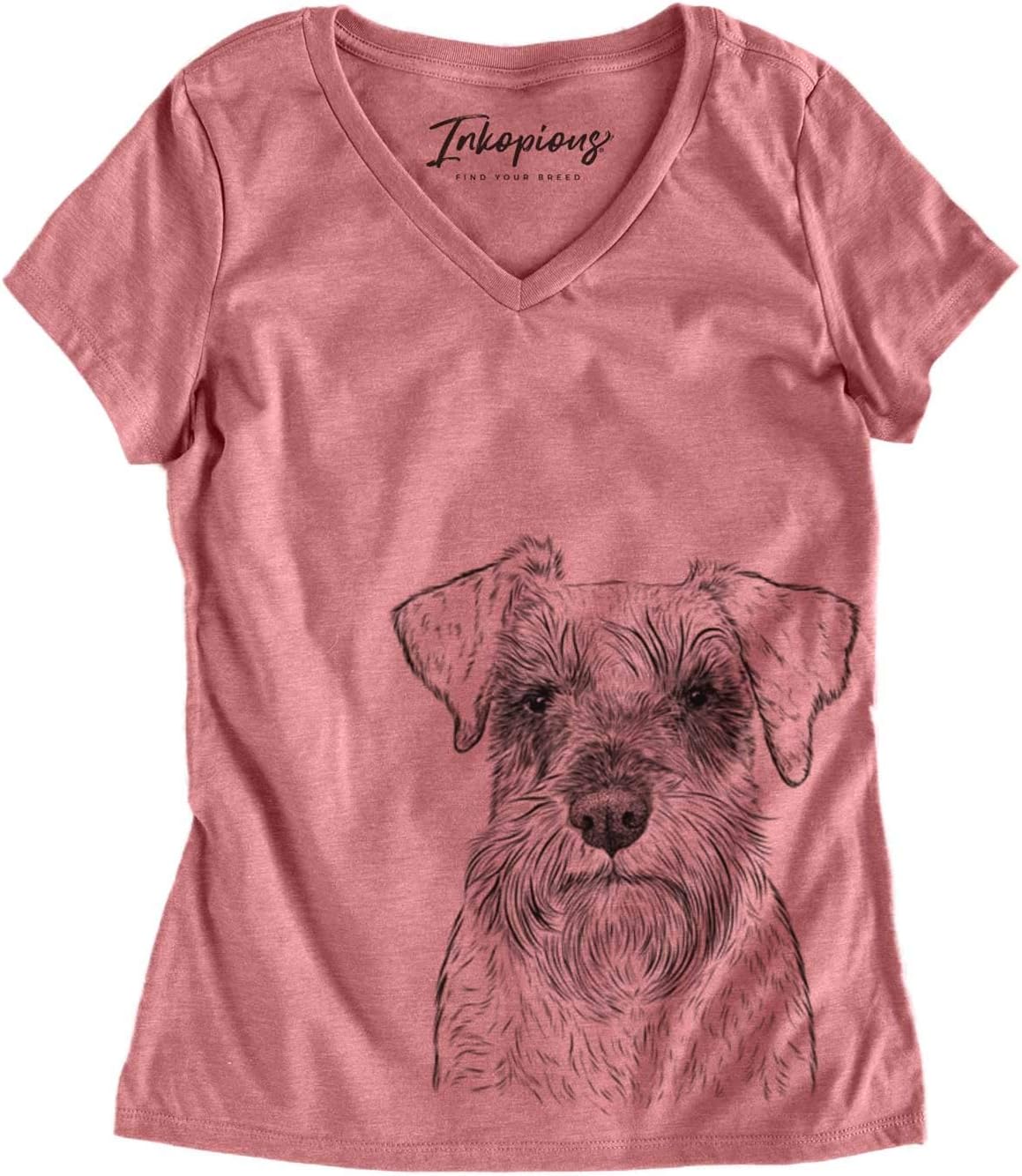 Bare Smokey the Miniature Schnauzer Dog Triblend T-Shirt - Dusty Rose V-neck