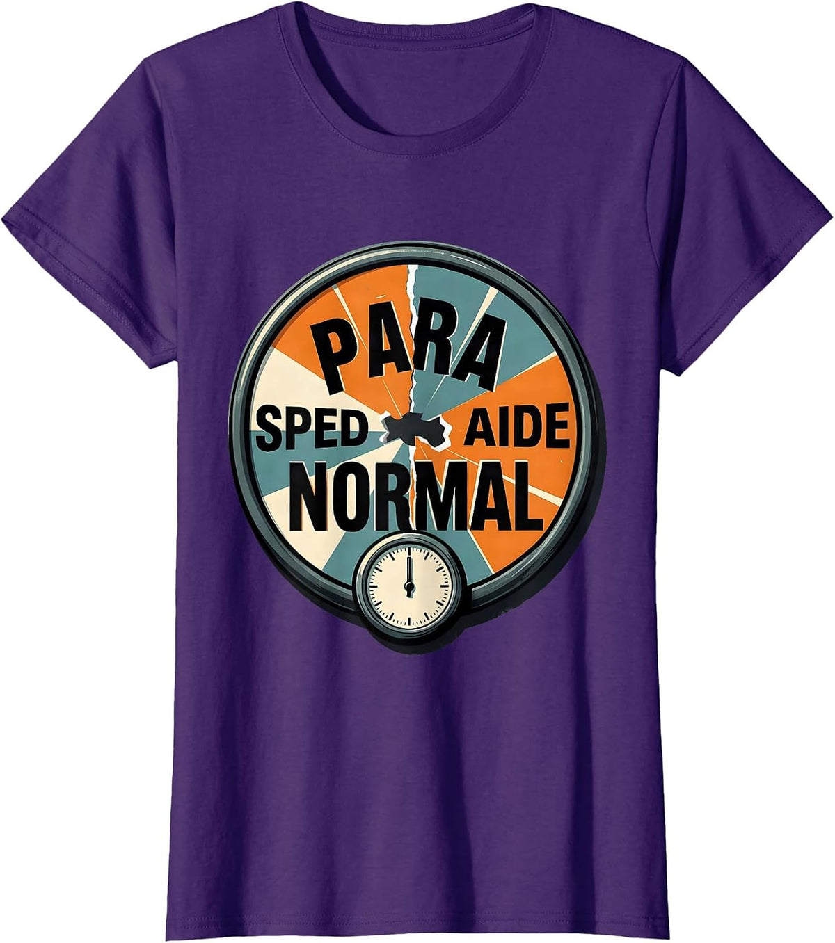 Women's Para Normal SPED Aide Screenprint Ghost Halloween T-Shirt - Purple