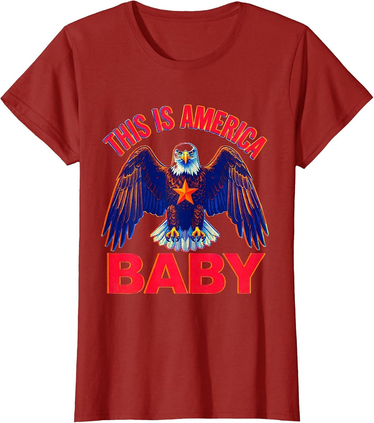 This Is America Baby Patriotic Graphic Design T-Shirt, Women, Cranberry Red, Large - As Pictured