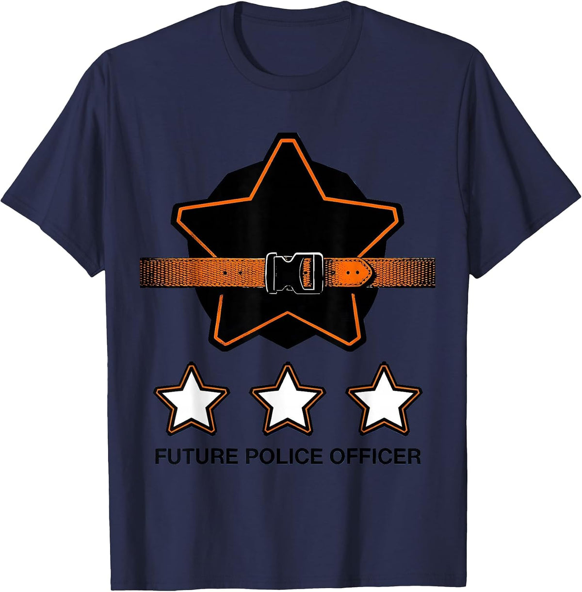 Future Police Officer Brutalist Graphic Halloween Costume T-Shirt - Navy Blue