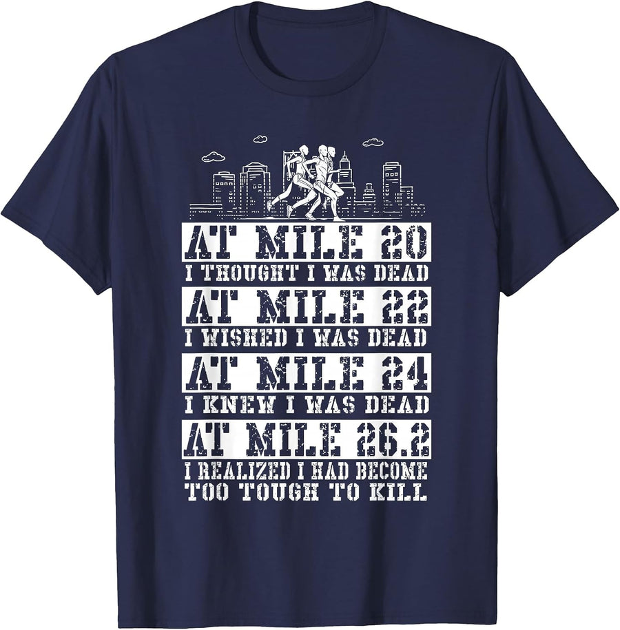 Marathoner 26.2 Miles Marathon Running Runner T-Shirt - Navy Blue