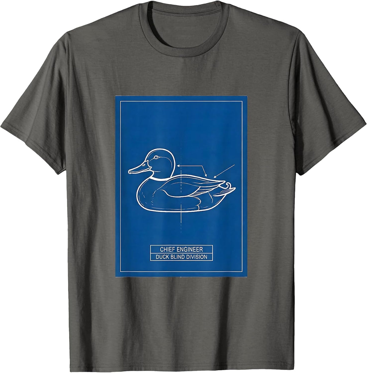 Men's Chief Engineer Duck Blind Division Funny Duck Hunter Gift T-Shirt - Asphalt Grey