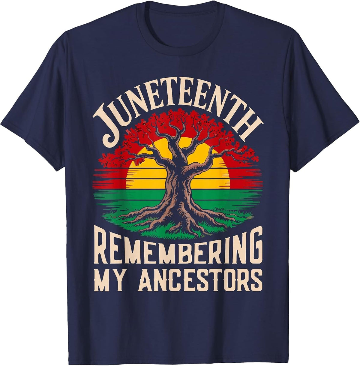 Juneteenth: Memory of My Ancestors Black History Pride T-Shirt - Navy Blue