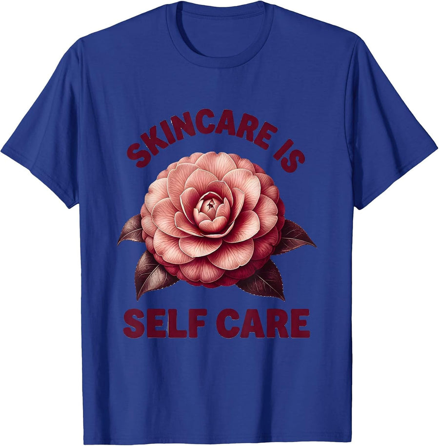 Skincare Is Self Care K-Beauty Inspirational Design T-Shirt - Royal Blue