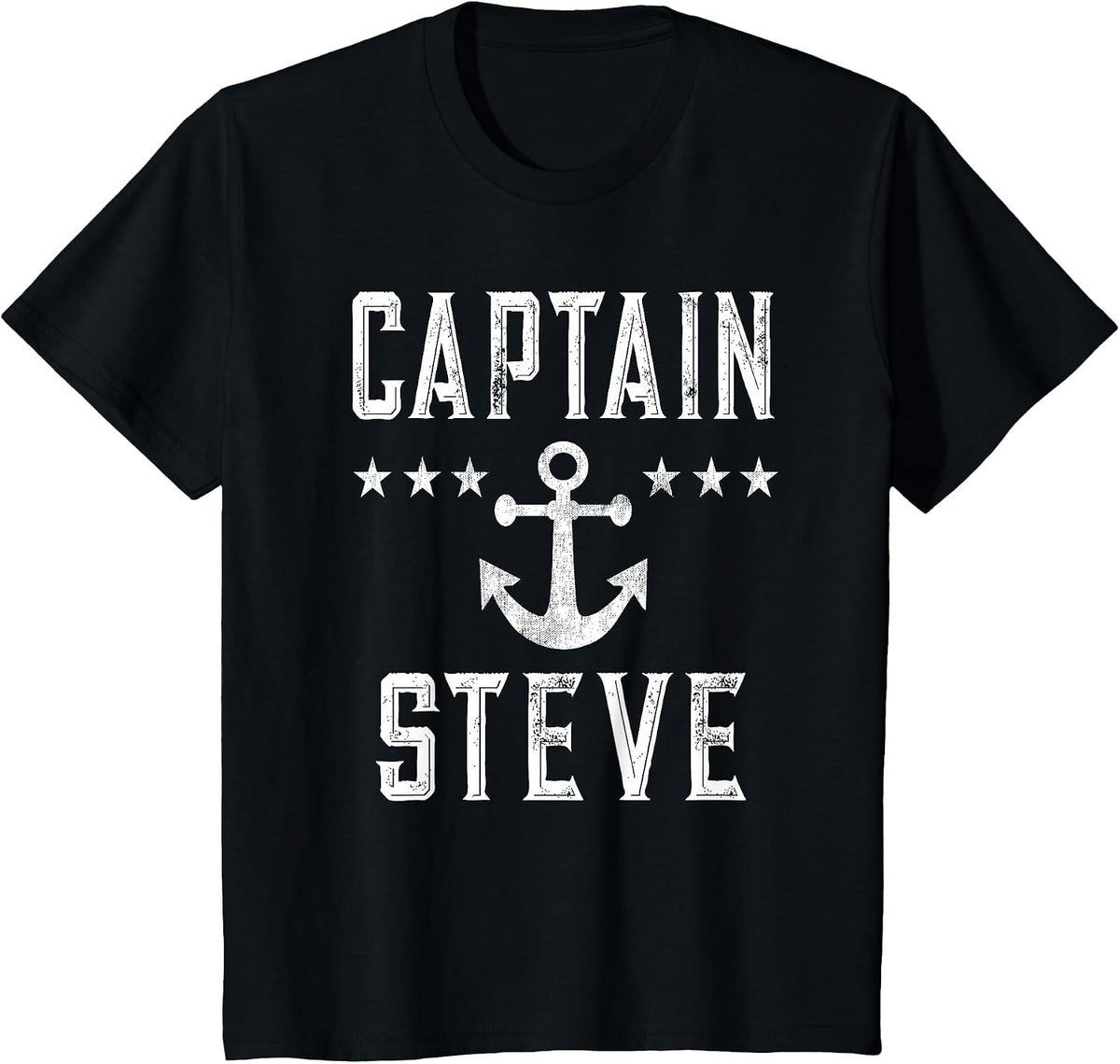 Captain Steve - Personalized Name Boating T-Shirt - Black