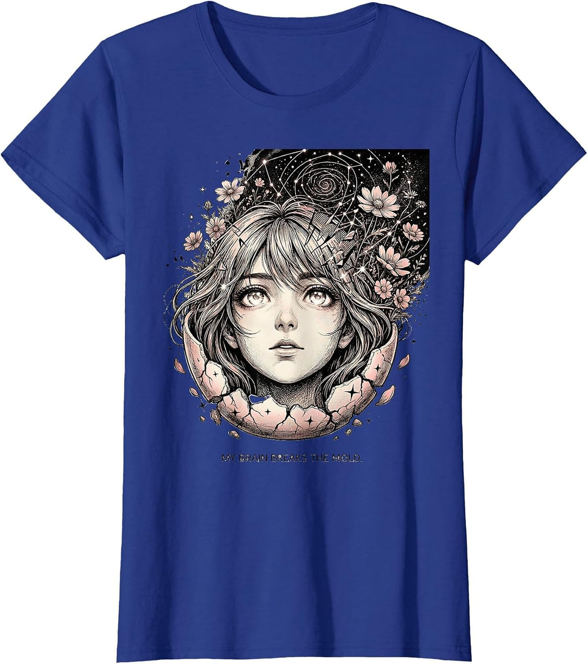 Women's My Brain Breaks the Mold Neurodiversity Design T-Shirt - Royal Blue
