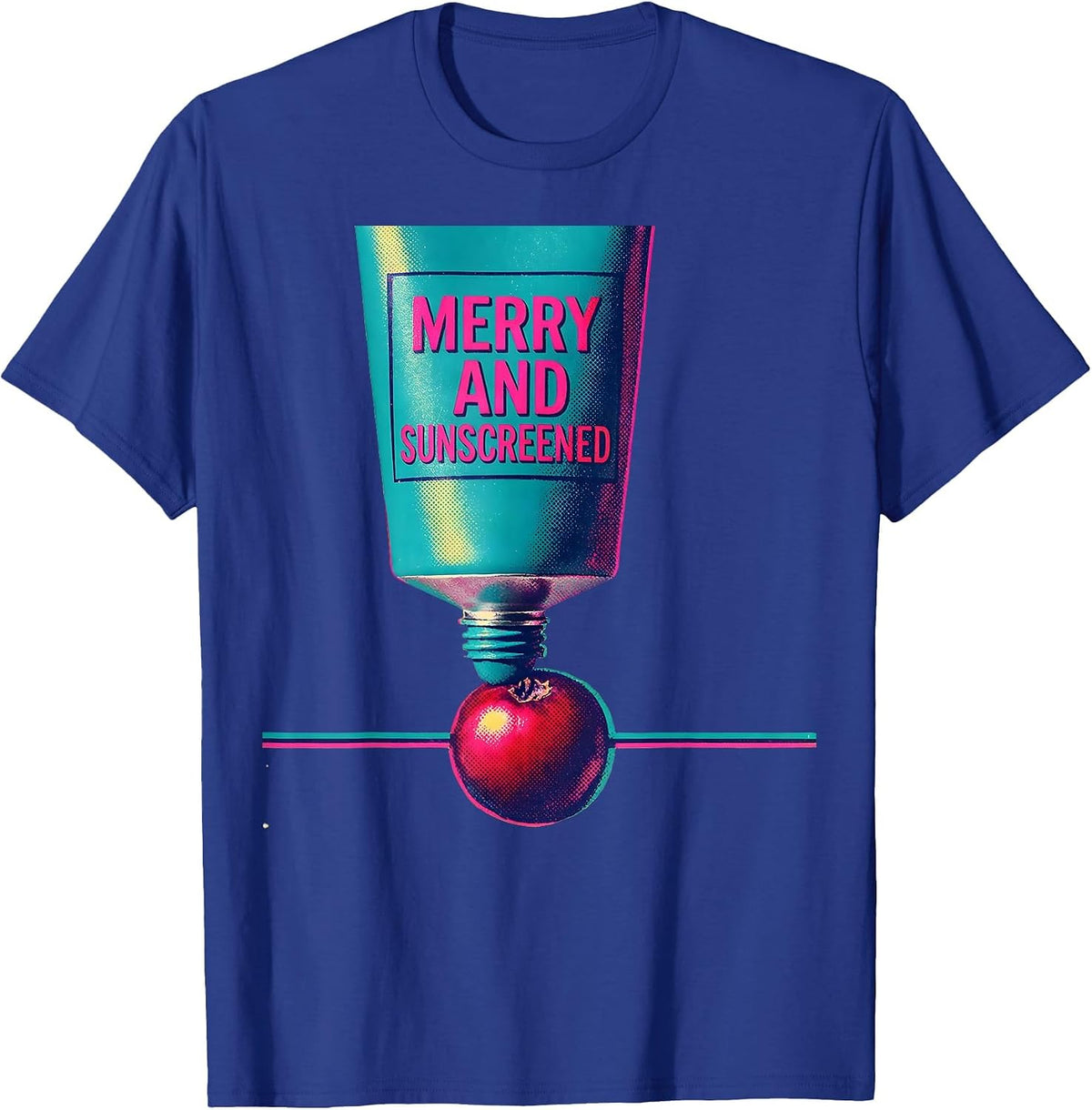 Merry And Sunscreened Risograph Esthetician Dermatology T-Shirt - Royal Blue
