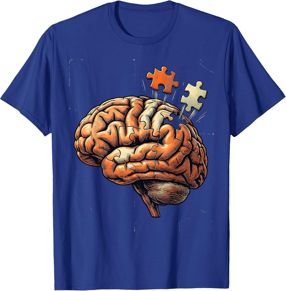 Men's Sped Teacher Brain Puzzle Illustration Graphic T-Shirt - Royal Blue