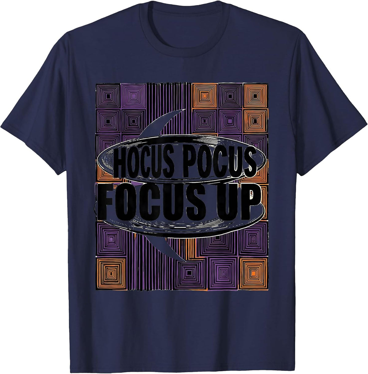 Hocus Pocus Focus Up Funny Halloween Teacher Costume T-Shirt - Navy Blue