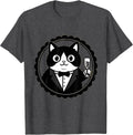 Men's Dapper Cat in Tuxedo Champagne Toast Design T-Shirt - Dark Heather Grey