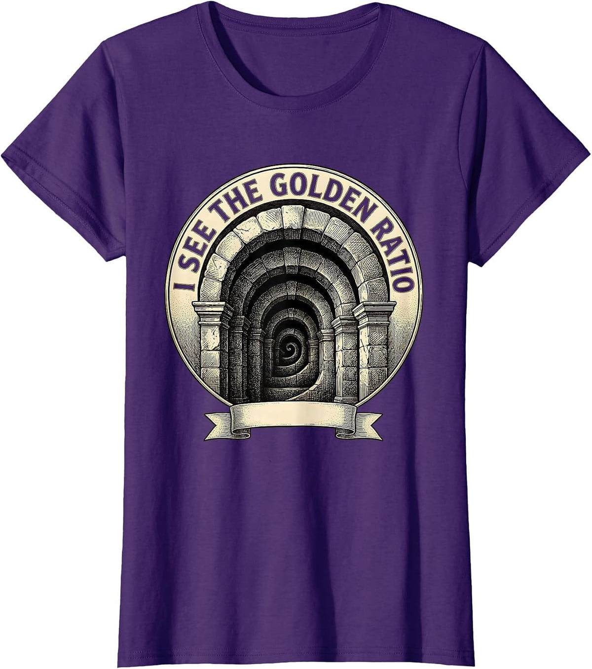 Women's I See The Golden Ratio Math Geometry Sacred Fibonacci Spiral T-Shirt - Purple
