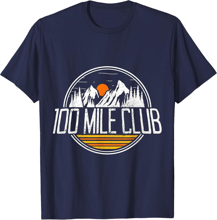 100 Mile Club Run Adventure Fell Ultra Run Trail Running T-Shirt - Navy Blue