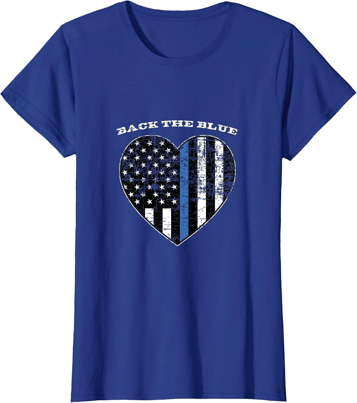Back the Blue Thin Blue Line American Flag Police Support T-Shirt - Royal Blue