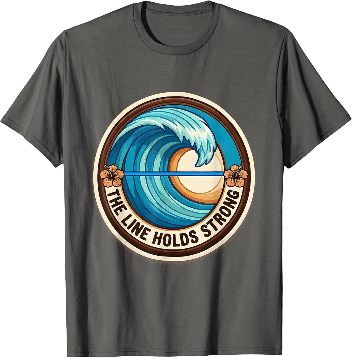 Thin Blue Line The Line Holds Strong Design T-Shirt - Asphalt Grey
