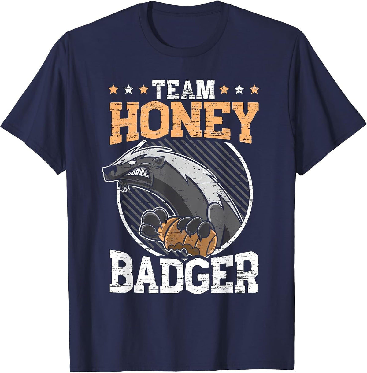Team Honey Badger Fearless Animal Ratel Courageous Carnivore T-Shirt - Navy Blue