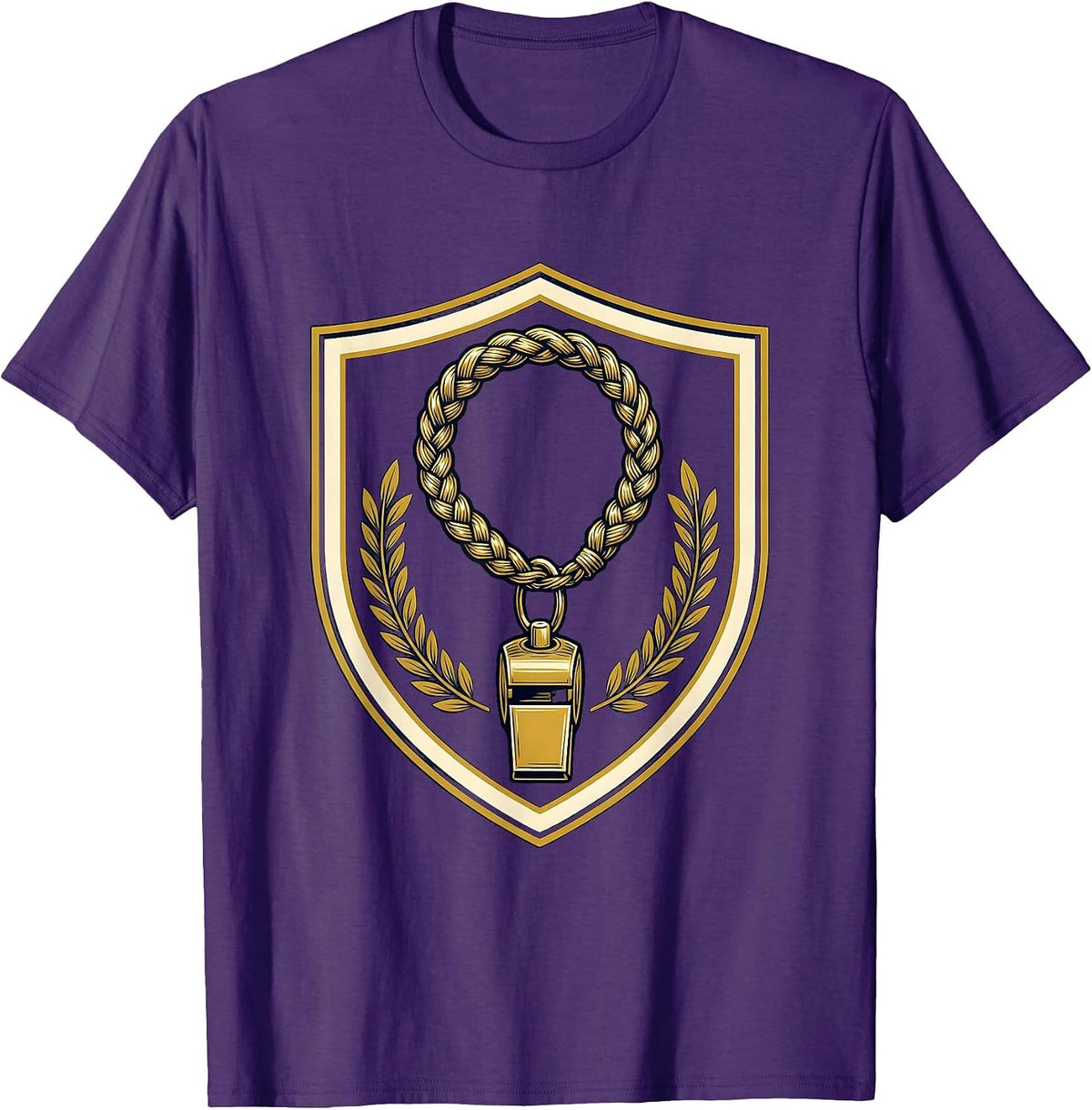 Whistle On Lanyard Coach Illustration Graphic T-Shirt - Purple