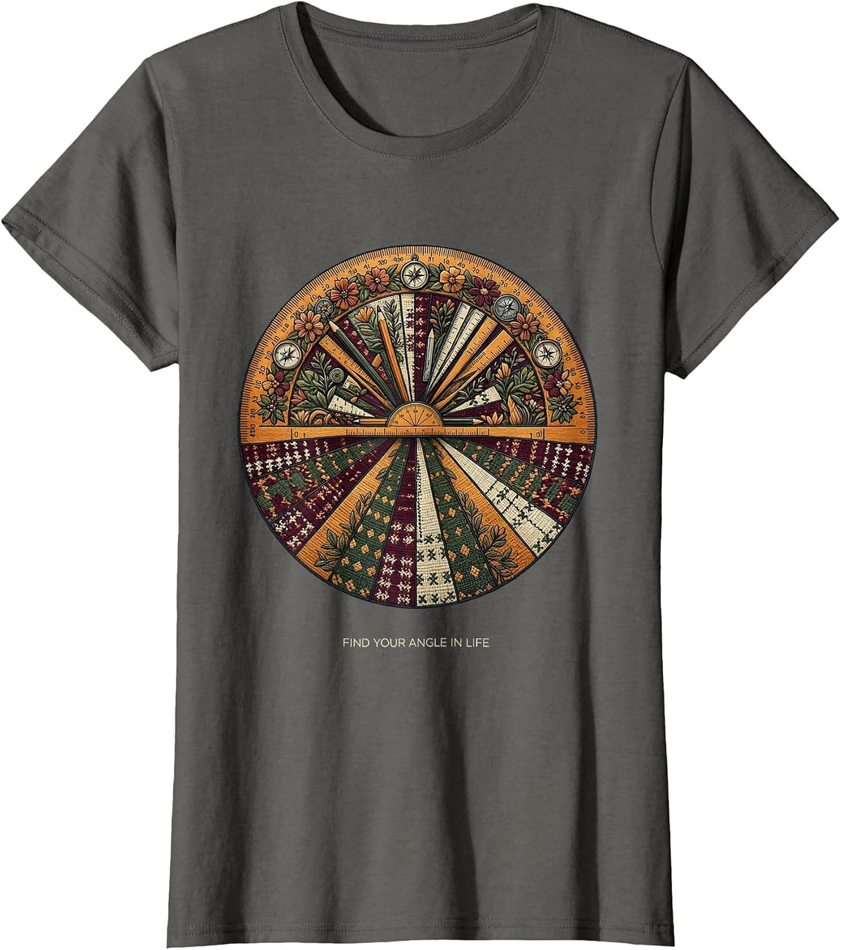 Women's Find Your Angle In Life Math Teacher Design T-Shirt - Asphalt Grey