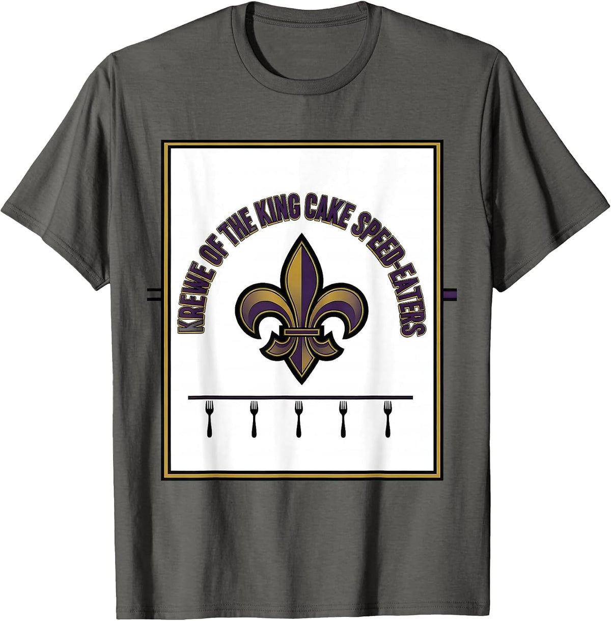Men's Krewe Of The King Cake Speed-Eaters Sports Mardi Gras Party T-Shirt - Asphalt Grey