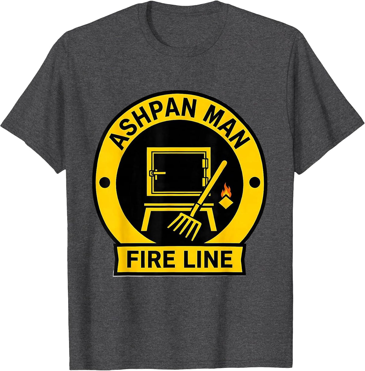 Men's Ashpan Man Fire Line Vintage Steam Locomotive Train T-Shirt - Dark Heather Grey