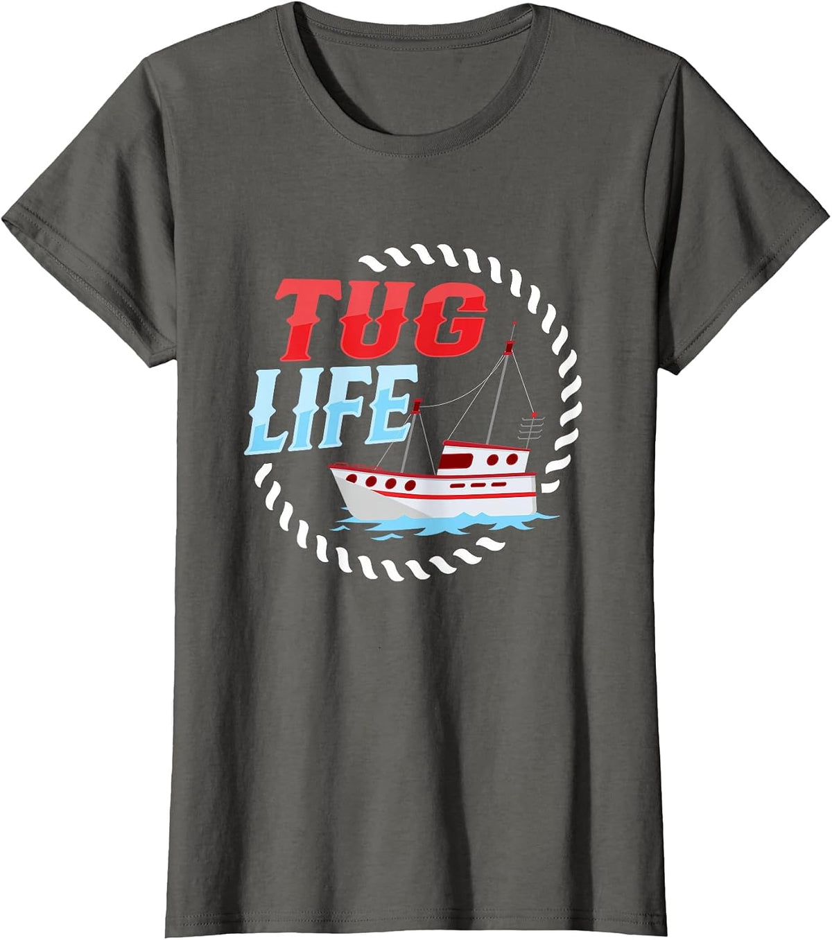 Design for a Tugboat Captain T-Shirt - Asphalt Grey