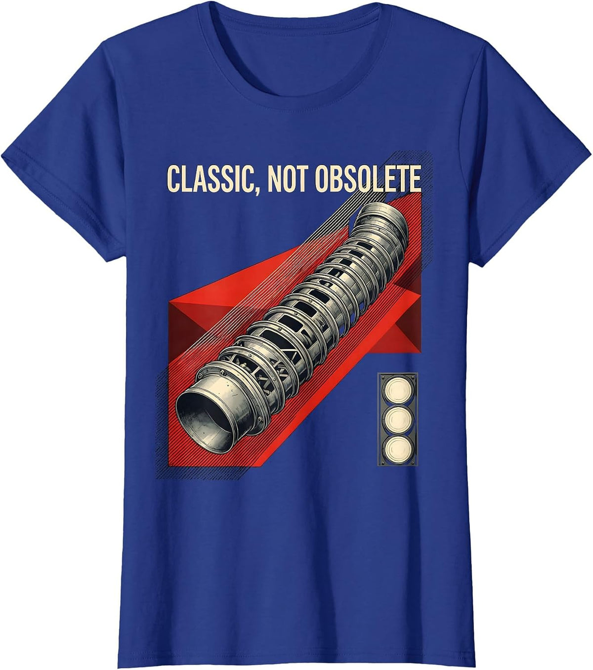 Women's Classic Not Obsolete Vintage Muscle Car Racing Drag Strip T-Shirt - Royal Blue