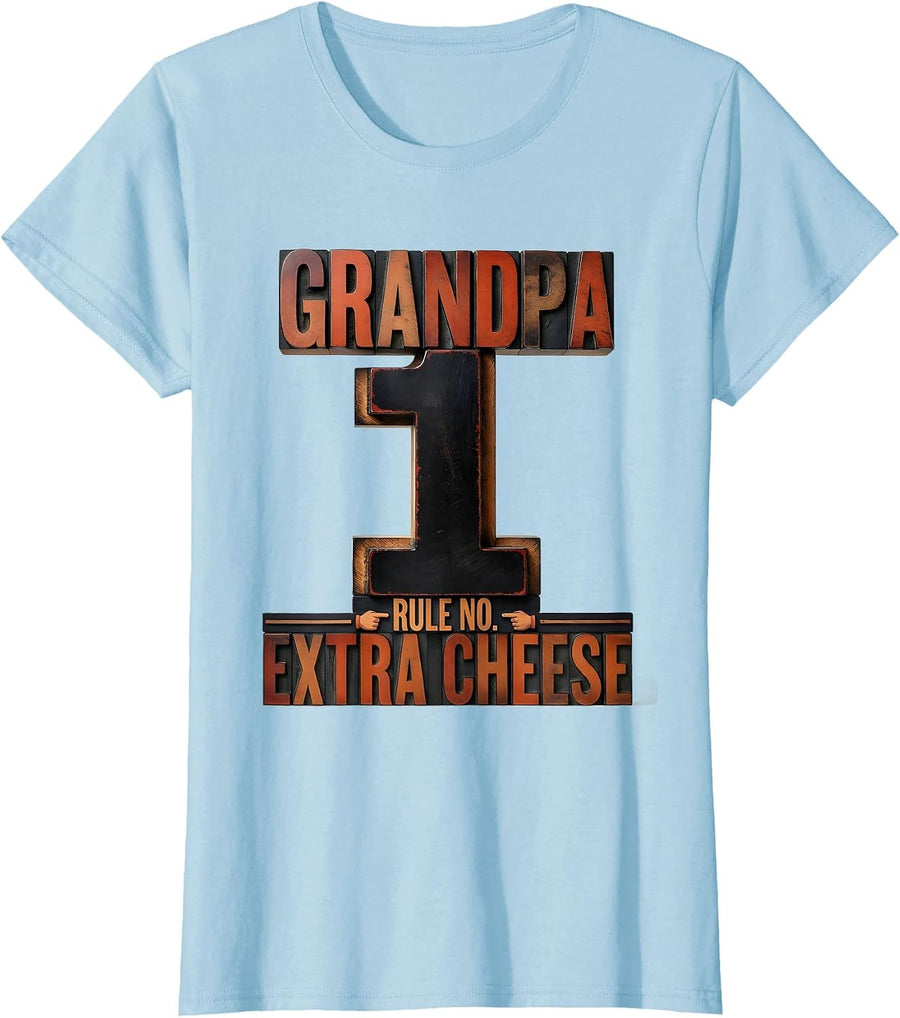 Women's Grandpa Rule No 1 Extra Cheese Funny Grandpa Cinco De Mayo T-Shirt - Baby Blue