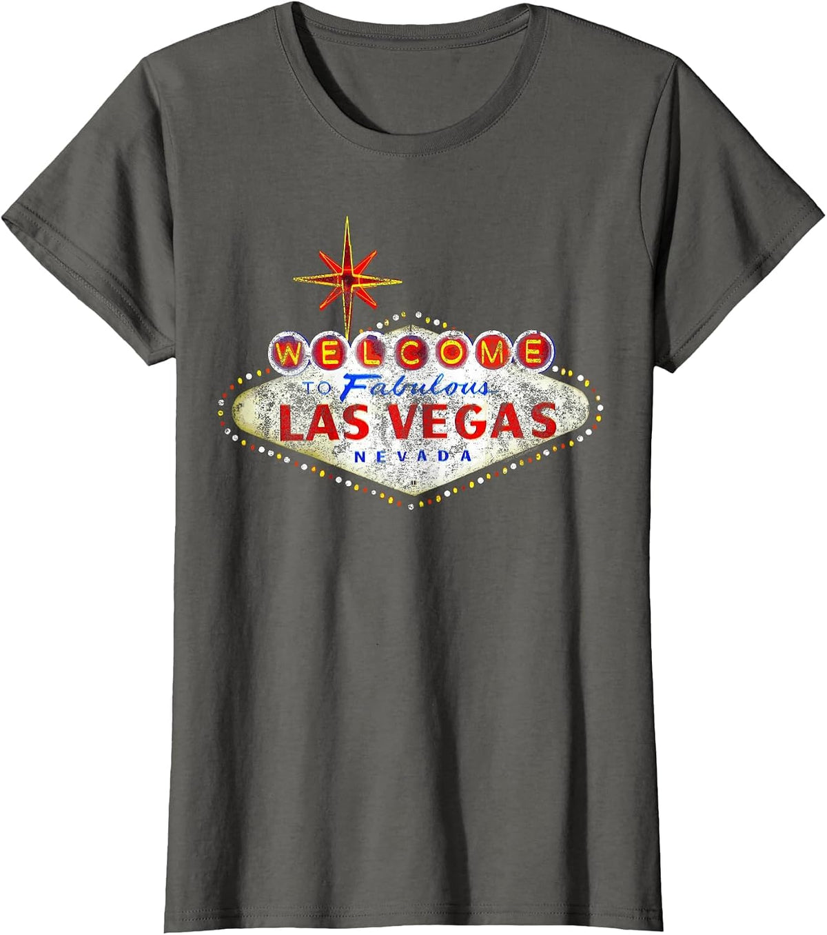 Welcome to Las Vegas Nevada Vintage Sign Souvenir T-Shirt T-Shirt - Asphalt Grey