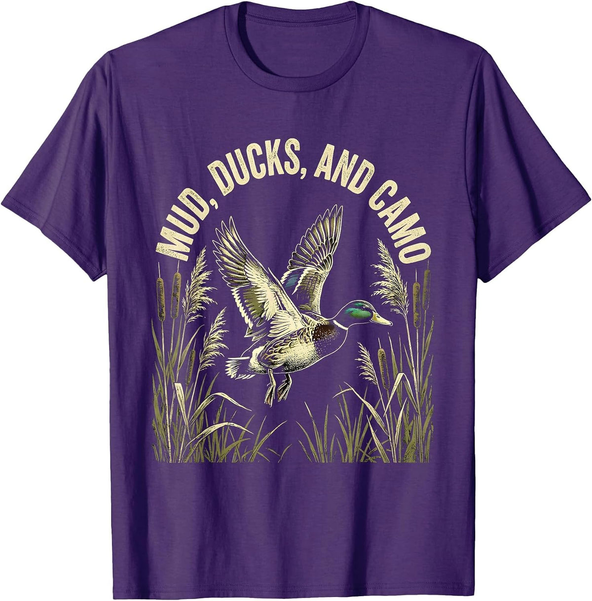 Men's Mud Ducks and Camo Duck Hunting Design T-Shirt - Purple