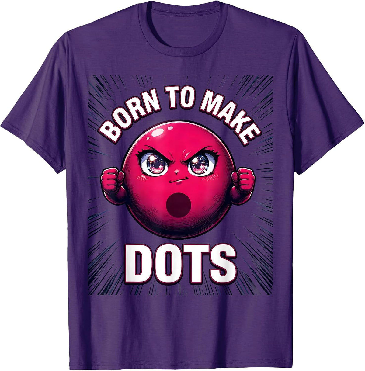 Men's Born to Make Dots Artistic Dot Design T-Shirt - Purple