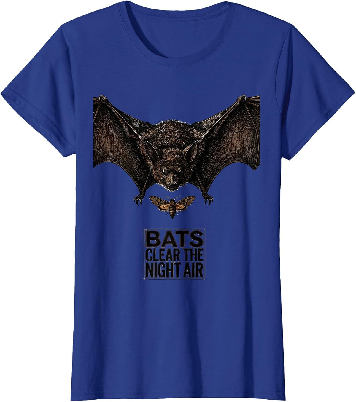 Women's Bats Clear The Night Air Vintage Bat Lover Halloween Nature T-Shirt - Royal Blue