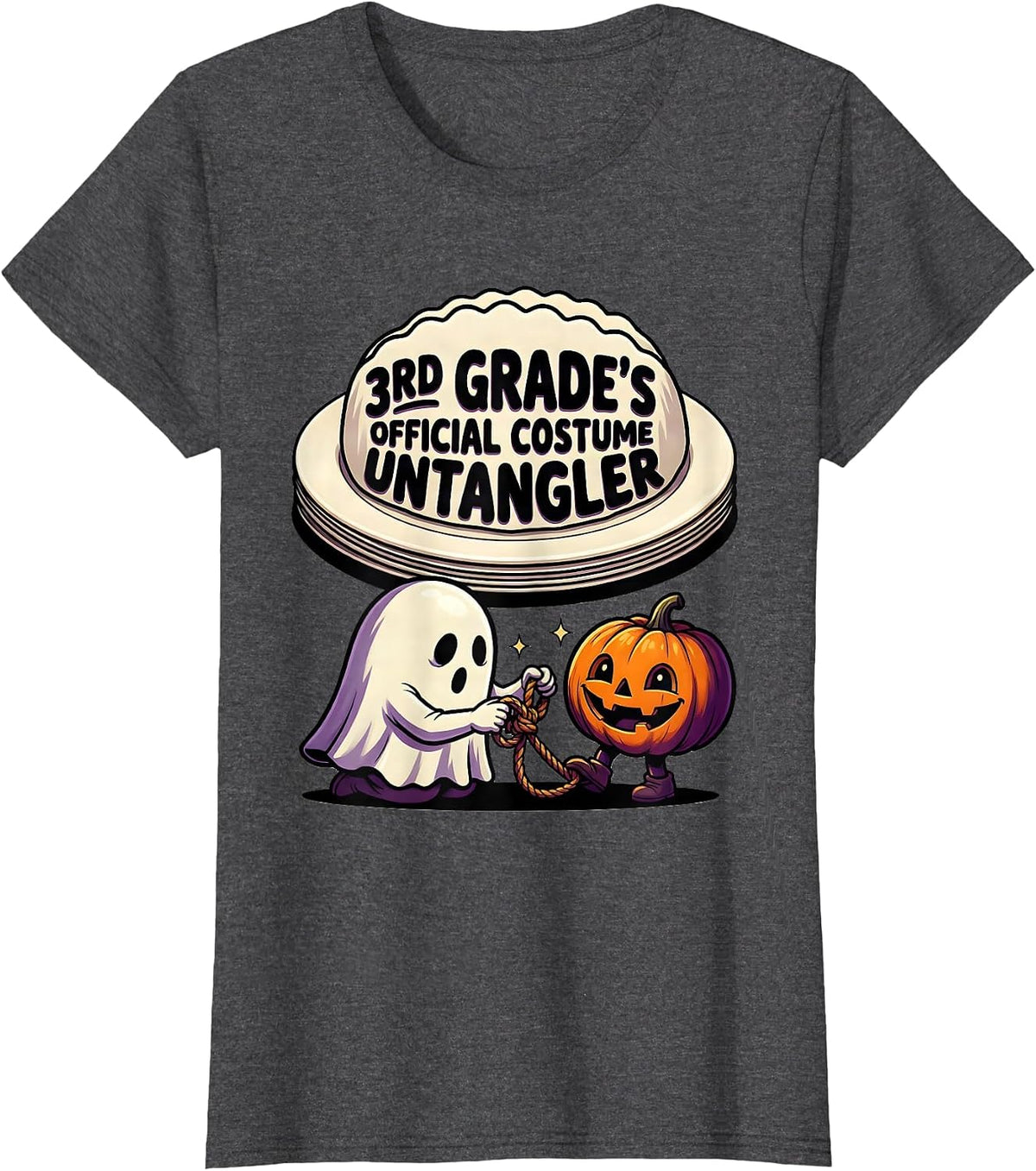 Women's 3rd Grade's Official Costume Untangler Spooky Third Grade T-Shirt - Dark Heather Grey