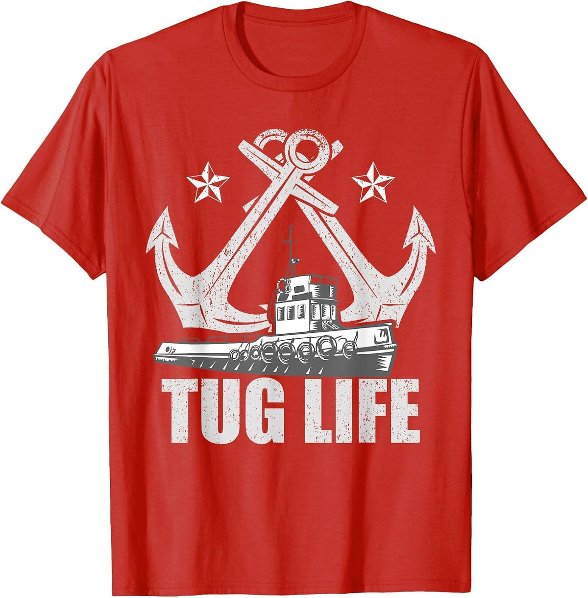 Retro Tugboat Captain Tug Boat T-Shirt - Red